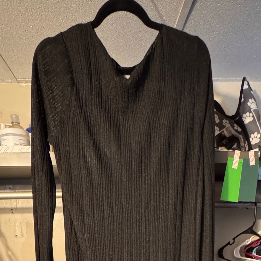 a new day Black Ribbed Long-Sleeve Maxi Dress
